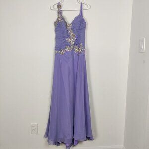 Coya Collection Women's Dress Size 8/10 Purple Handbeaded Ruched Prom Bridesmaid